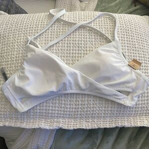 Elegant White-PINK Women's Swim top